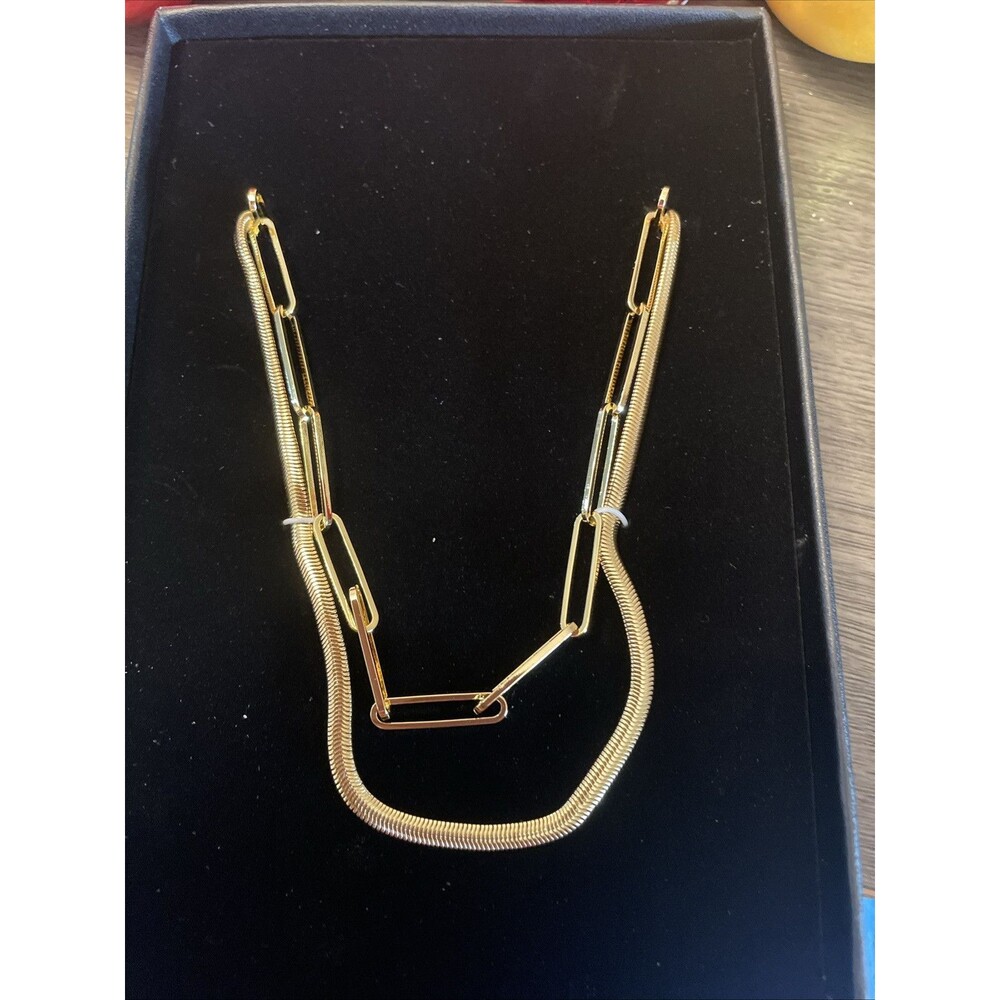 Badgley Mischka Necklace Paperclip Chain Double 10” Gold
